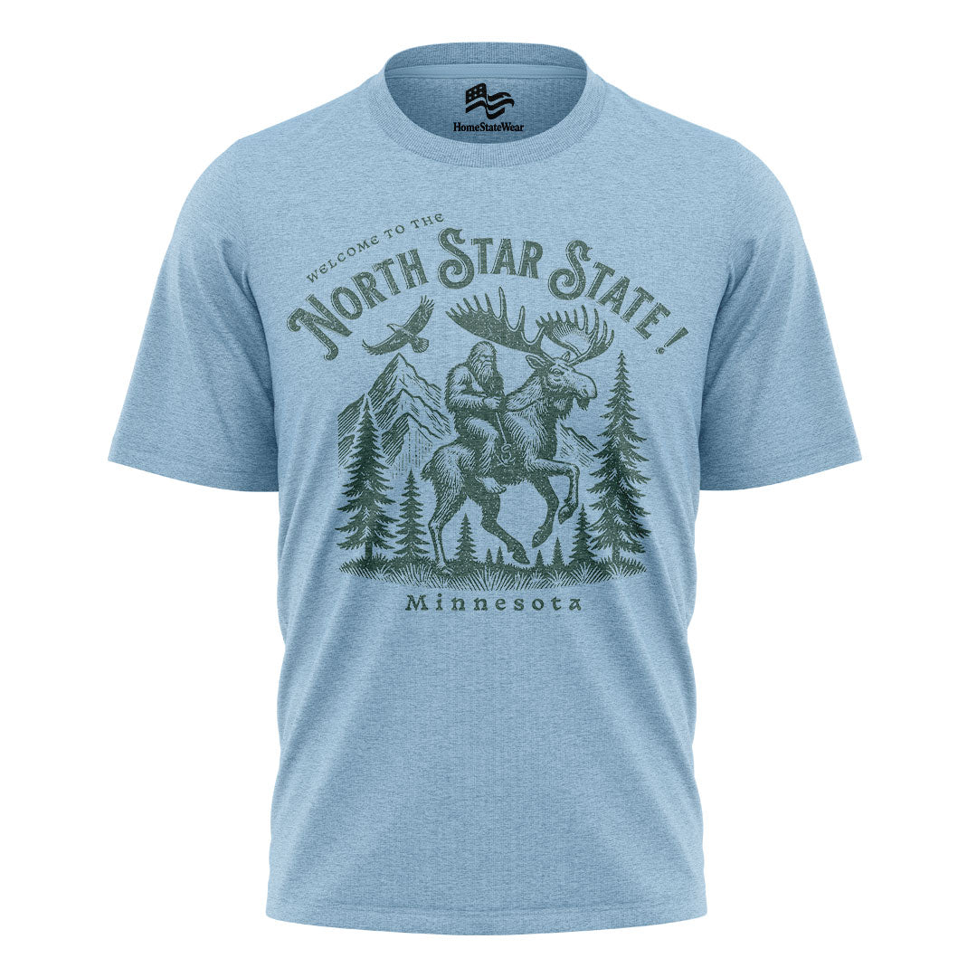 Welcome to Minnesota T-Shirt, North Star State Bigfoot & Moose Tee