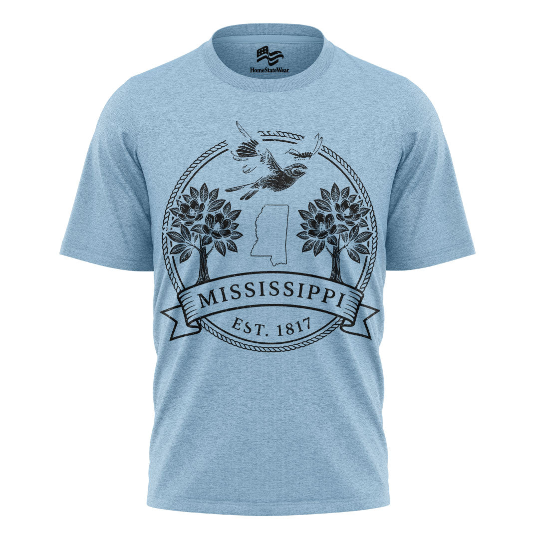 Mississippi Est. 1817 T-Shirt, Northern Mockingbird & Southern Magnolia State Pride Tee