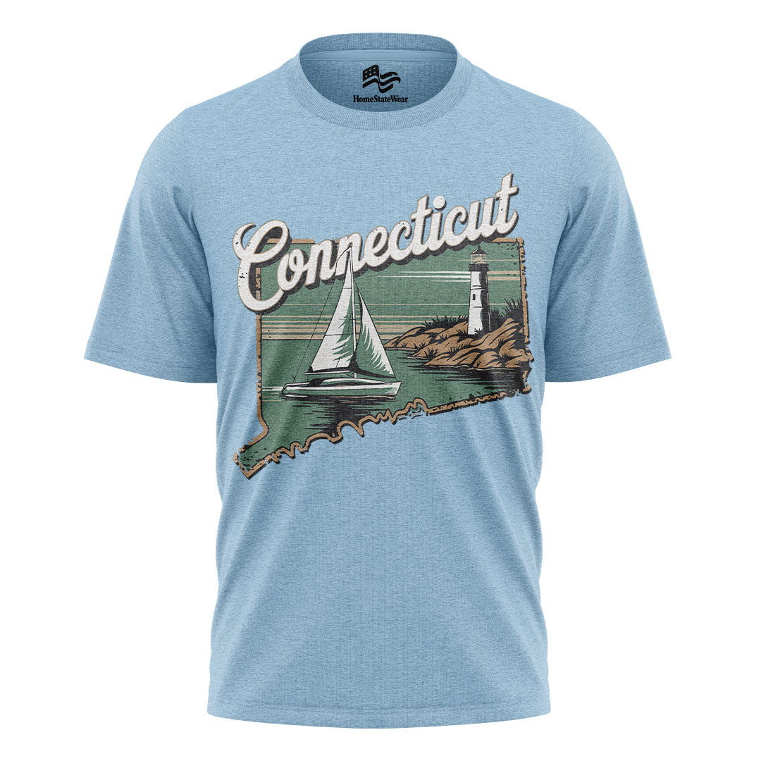Connecticut Sailboat Comfort Colors Tee | Coastal New England Shirt