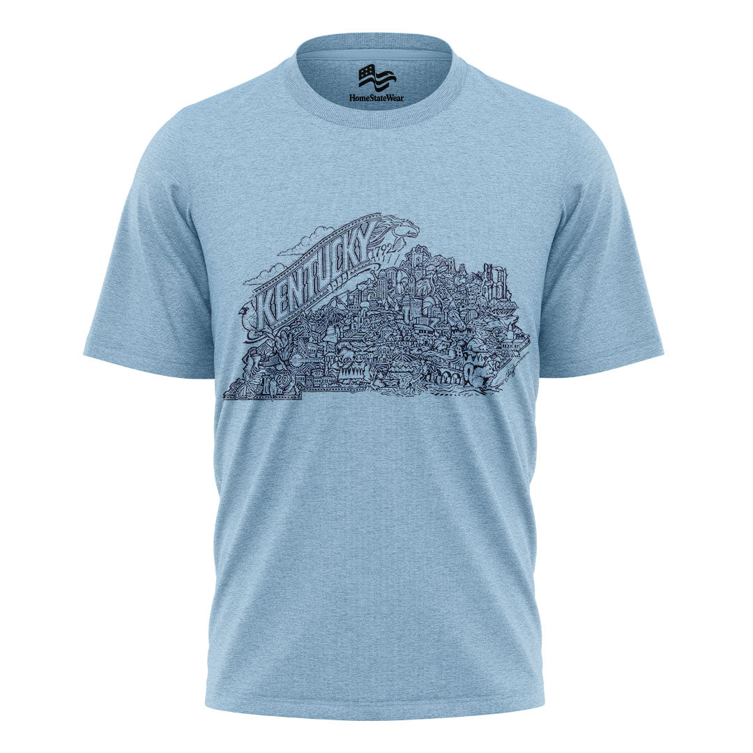 Grey Kentucky Map T-Shirt | Bluegrass State Pride Tee
