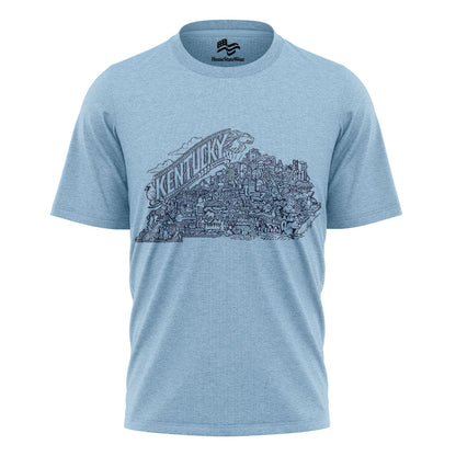 Grey Kentucky Map T-Shirt | Bluegrass State Pride Tee