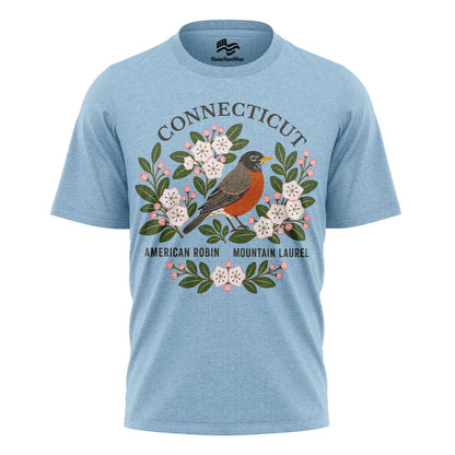 Connecticut Robin & Mountain Laurel Tee | State Bird Flower Shirt