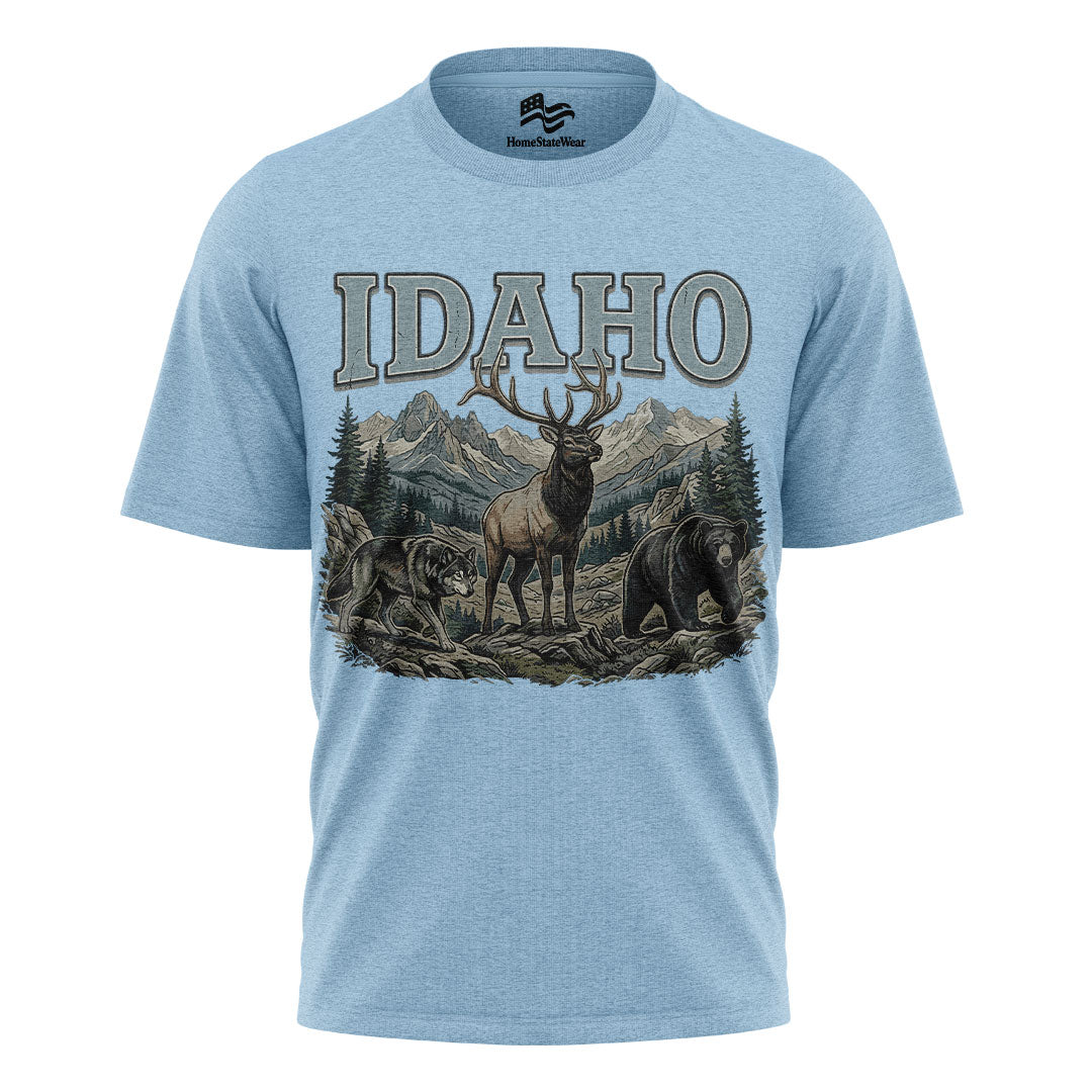 Idaho Wildlife Comfort Colors Elk Bear Wolf Mountain Shirt
