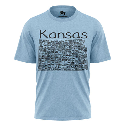 Kansas County Map T-Shirt | License Plate Graphic Tee