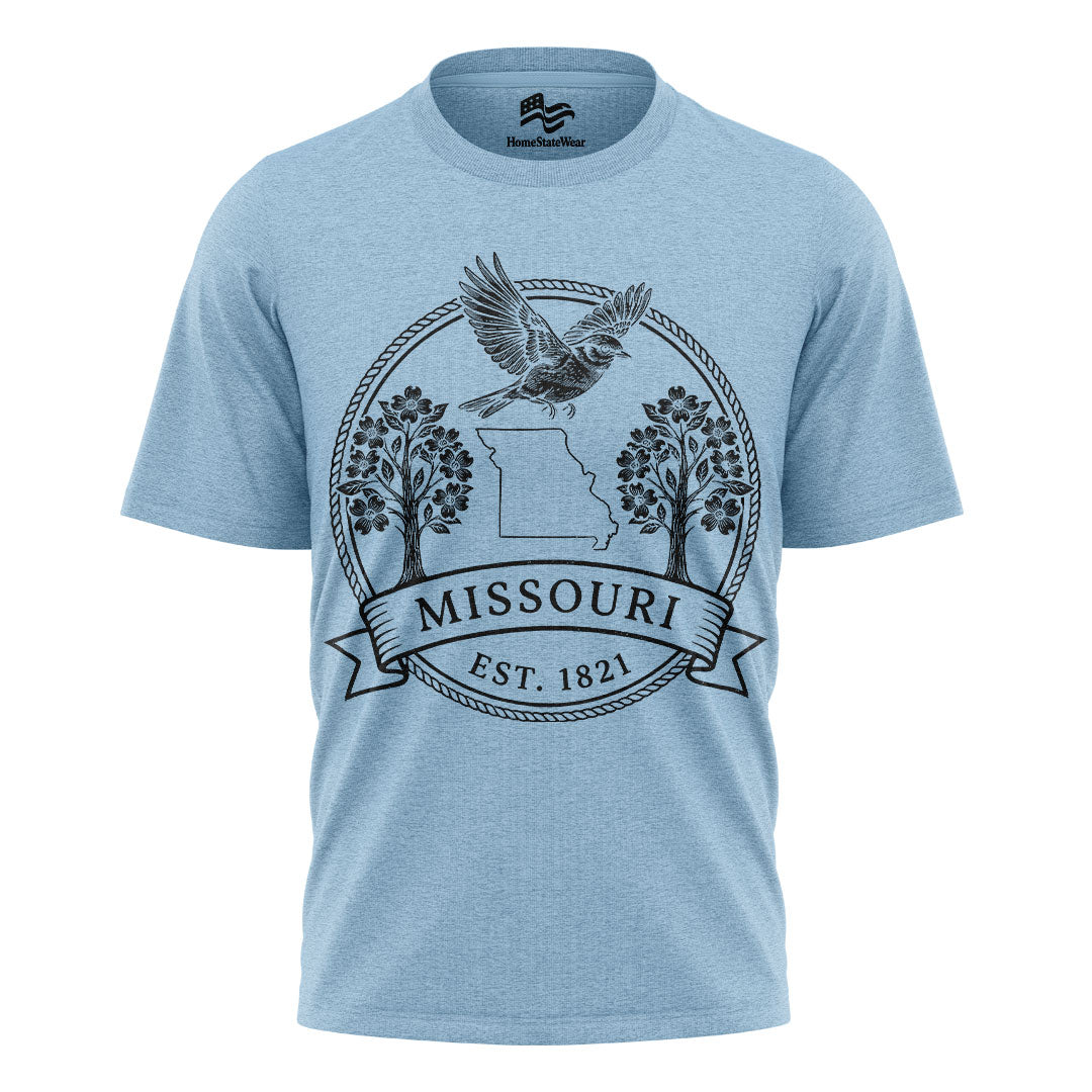 Missouri Statehood T-Shirt, Eastern Bluebird & Dogwood Souvenir Tee
