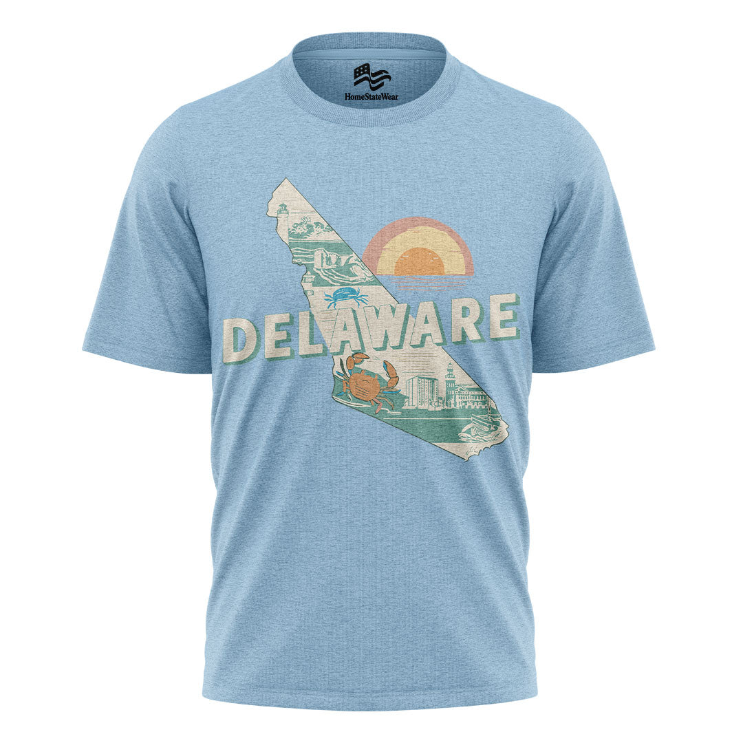 Delaware Crab Sunset Tee | Coastal Beach Souvenir Shirt