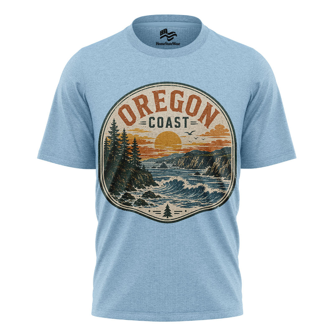 Oregon Bear Mountain T-Shirt, Vintage Sunset Nature Graphic Tee