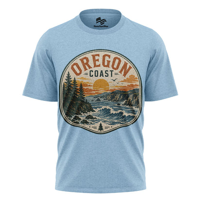 Oregon Bear Mountain T-Shirt, Vintage Sunset Nature Graphic Tee