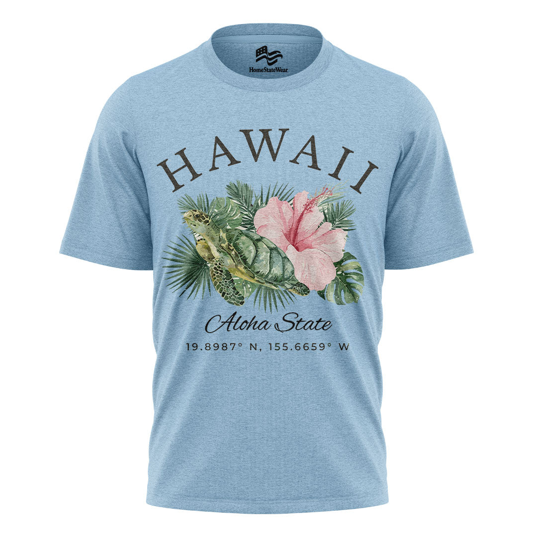 Hawaii Sea Turtle Hibiscus Tee | Aloha State Tropical Shirt