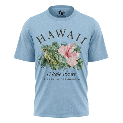 Hawaii Sea Turtle Hibiscus Tee | Aloha State Tropical Shirt
