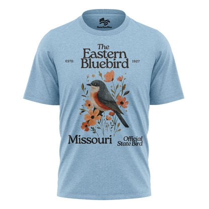 Missouri Eastern Bluebird T-Shirt, Vintage State Bird Floral Tee