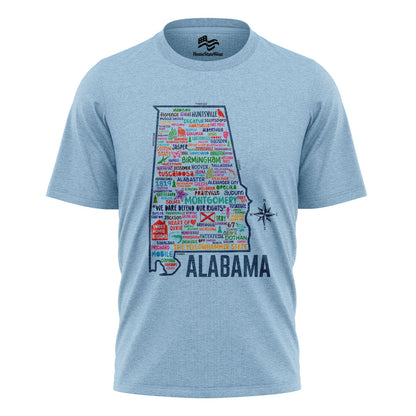 Alabama Heart of Dixie Vintage Map Graphic Tee