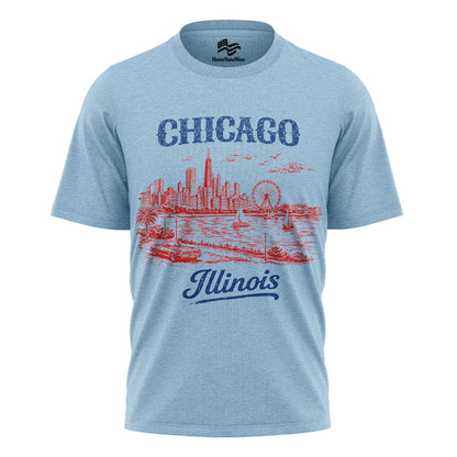 Chicago Skyline Comfort Colors Tee | Retro City Sketch Shirt