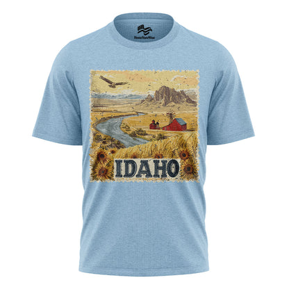 Idaho Sunflower Landscape Vintage Stamp Style Shirt