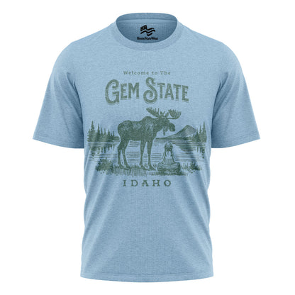 Welcome to Idaho T-Shirt, Gem State Moose Graphic Tee, Unique Travel Souvenir Gift Shirt