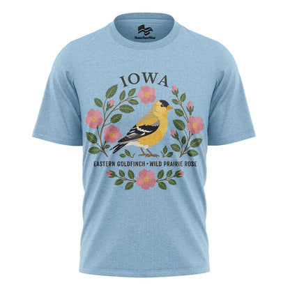 Iowa Goldfinch & Prairie Rose Tee | Bird Lover Nature Shirt