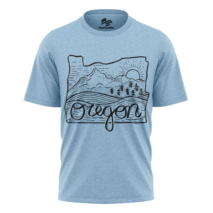 Illustrated Oregon T-Shirt, Vintage Pacific Northwest Nature Tee