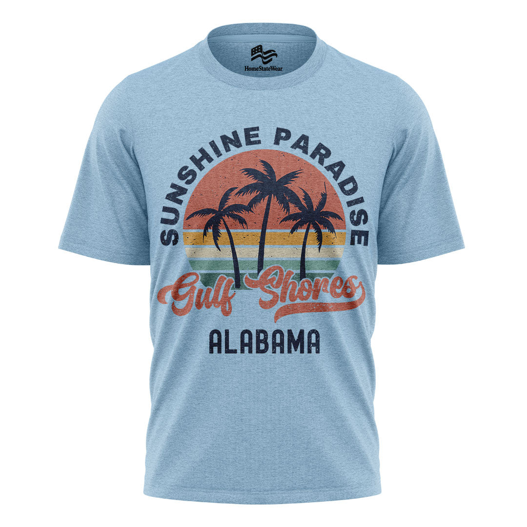 Gulf Shores Shirt Alabama Souvenir Tee, Palm Tree Retro Sunset Shirt