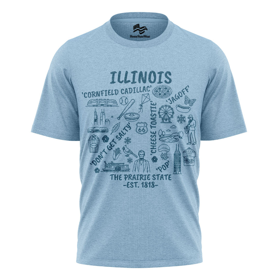 Illinois Icon T-Shirt | Route 66 Midwest Graphic Tee