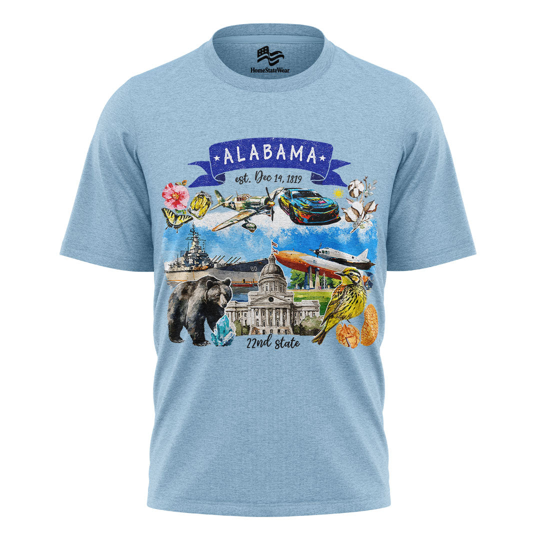 Artistic Alabama State Themes and Landmarks T-Shirt