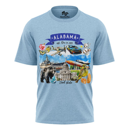 Artistic Alabama State Themes and Landmarks T-Shirt