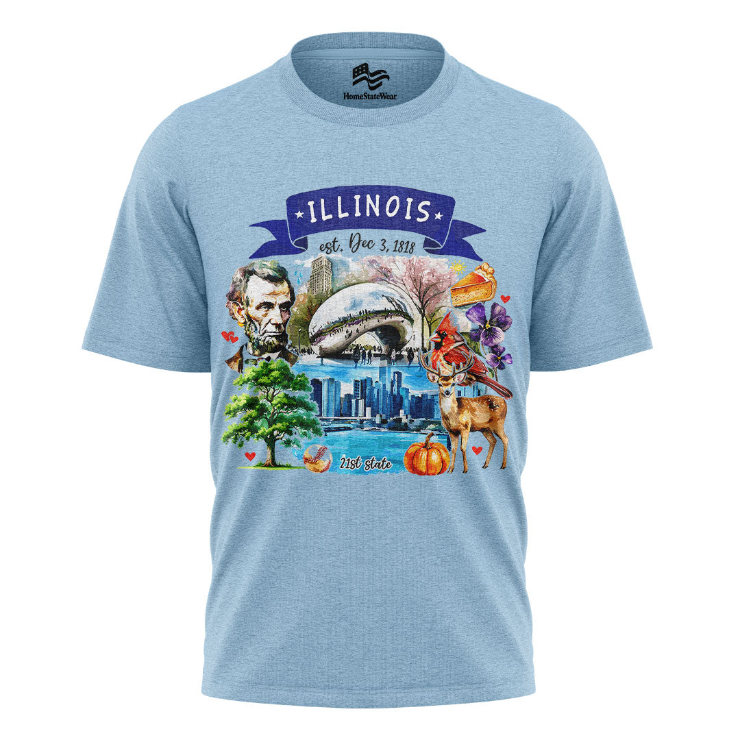 Illinois Landmarks T-Shirt | Artistic State Travel Tee
