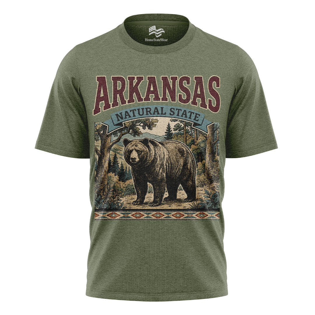 Arkansas Bear Graphic Tee | Vintage Forest Souvenir Shirt
