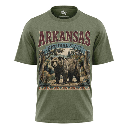 Arkansas Bear Graphic Tee | Vintage Forest Souvenir Shirt