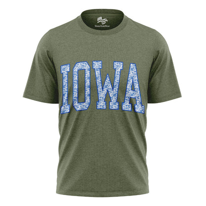 Blue Floral Iowa Varsity Tee | Midwestern Mama Gift Shirt