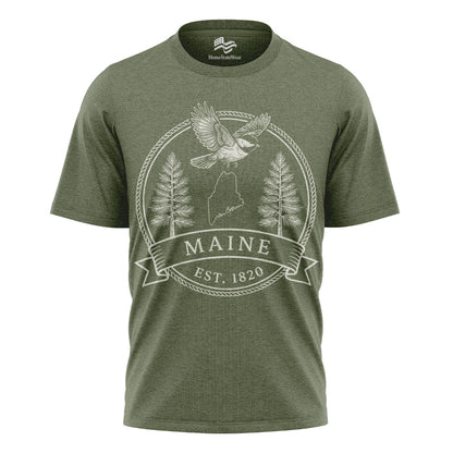 Maine Est 1820 T-Shirt | Chickadee White Pine Souvenir Tee
