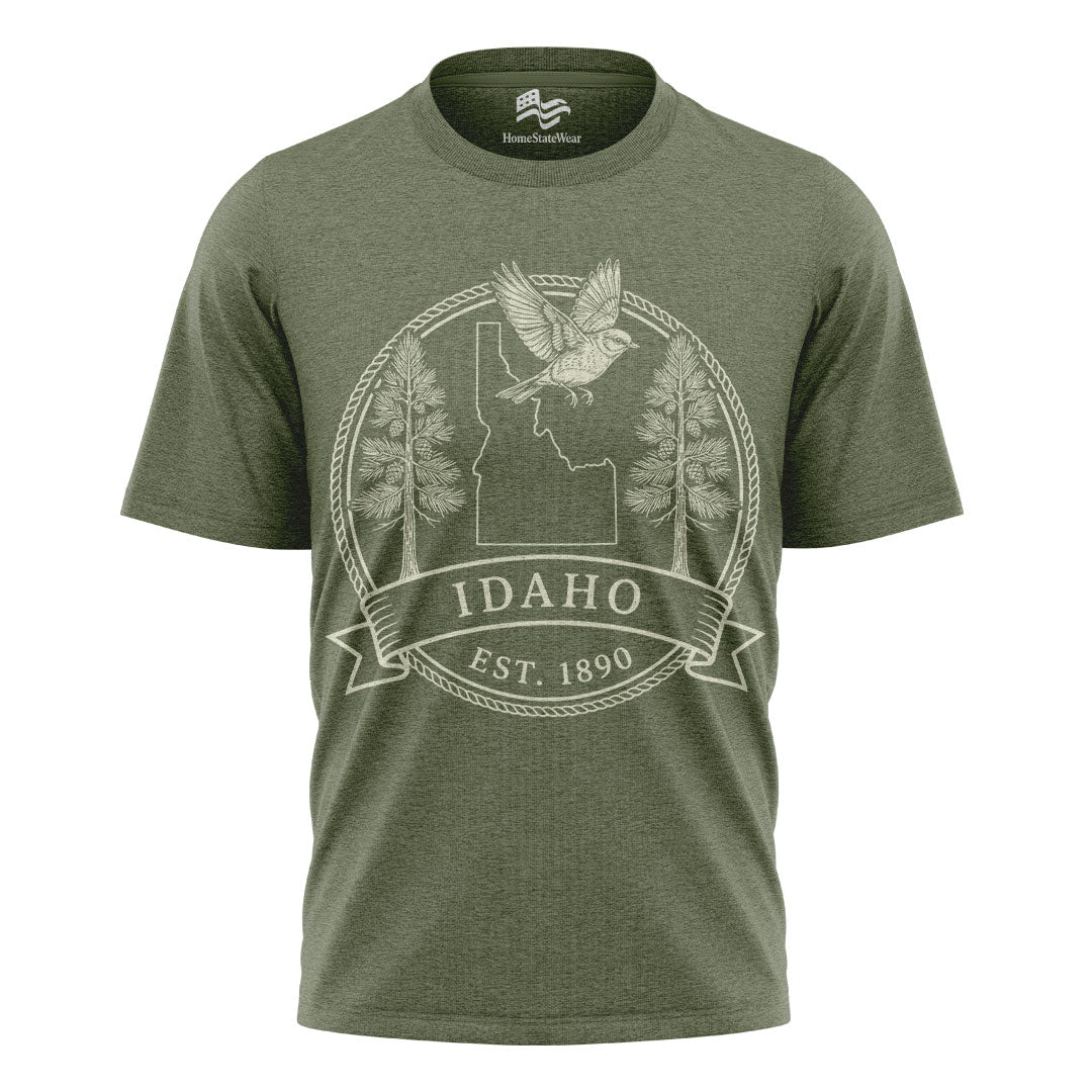 Idaho Est 1890 T-Shirt Mountain Bluebird & White Pine