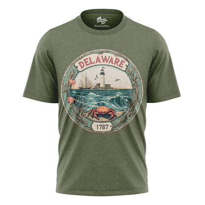 Delaware Lighthouse Sailboat Tee | Coastal Beach Graphic Shirt
