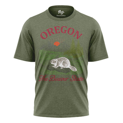 Oregon Beaver State T-Shirt, Est. 1859 Vintage Mountain Sunset Tee