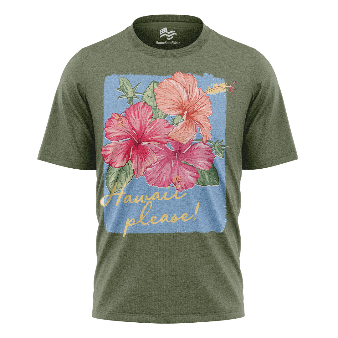 Hawaii Please Hibiscus Comfort Colors Tee | Tropical Vacation Shirt