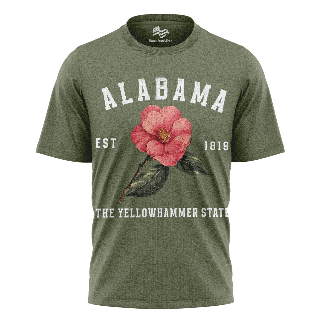 Camellia Flower Graphic Tee, Alabama State Flower
