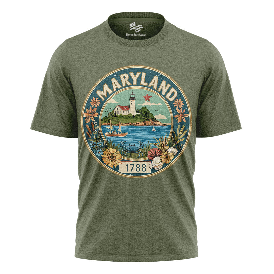 Maryland Lighthouse Crab T-Shirt | Coastal State Gift Tee