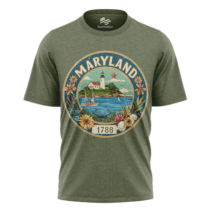 Maryland Lighthouse Crab T-Shirt | Coastal State Gift Tee