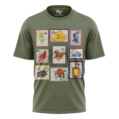 Kentucky Retro Stamp Comfort Colors Tee | Bluegrass State Icons Shirt