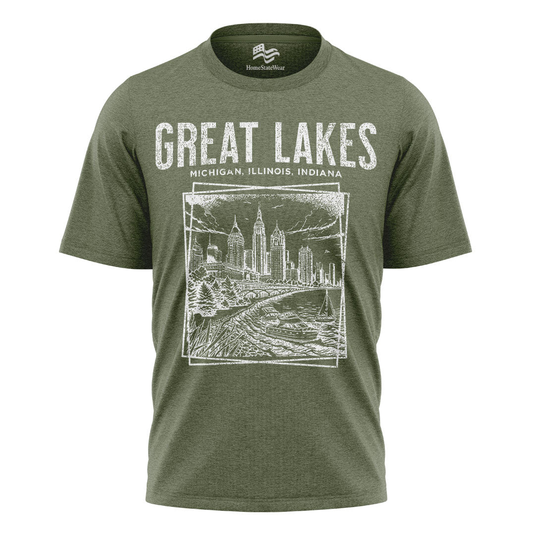 Great Lakes T-Shirt | Retro Lake Michigan Travel Tee