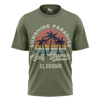 Gulf Shores Shirt Alabama Souvenir Tee, Palm Tree Retro Sunset Shirt