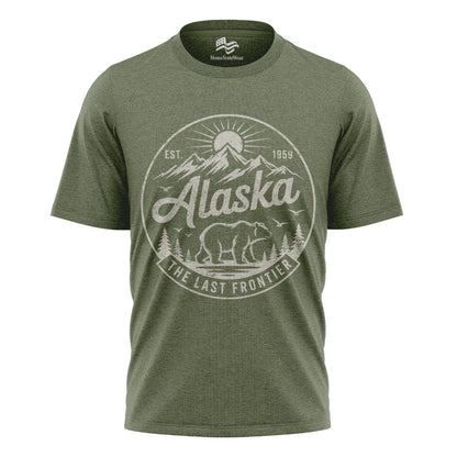 Alaska Bear T-Shirt, Vintage Mountain Circle Graphic Tee, Nature Lover Travel Shirt