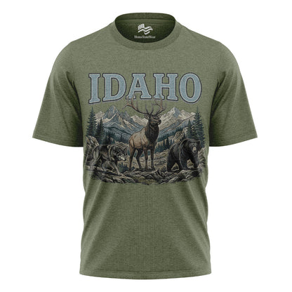 Idaho Wildlife Comfort Colors Elk Bear Wolf Mountain Shirt