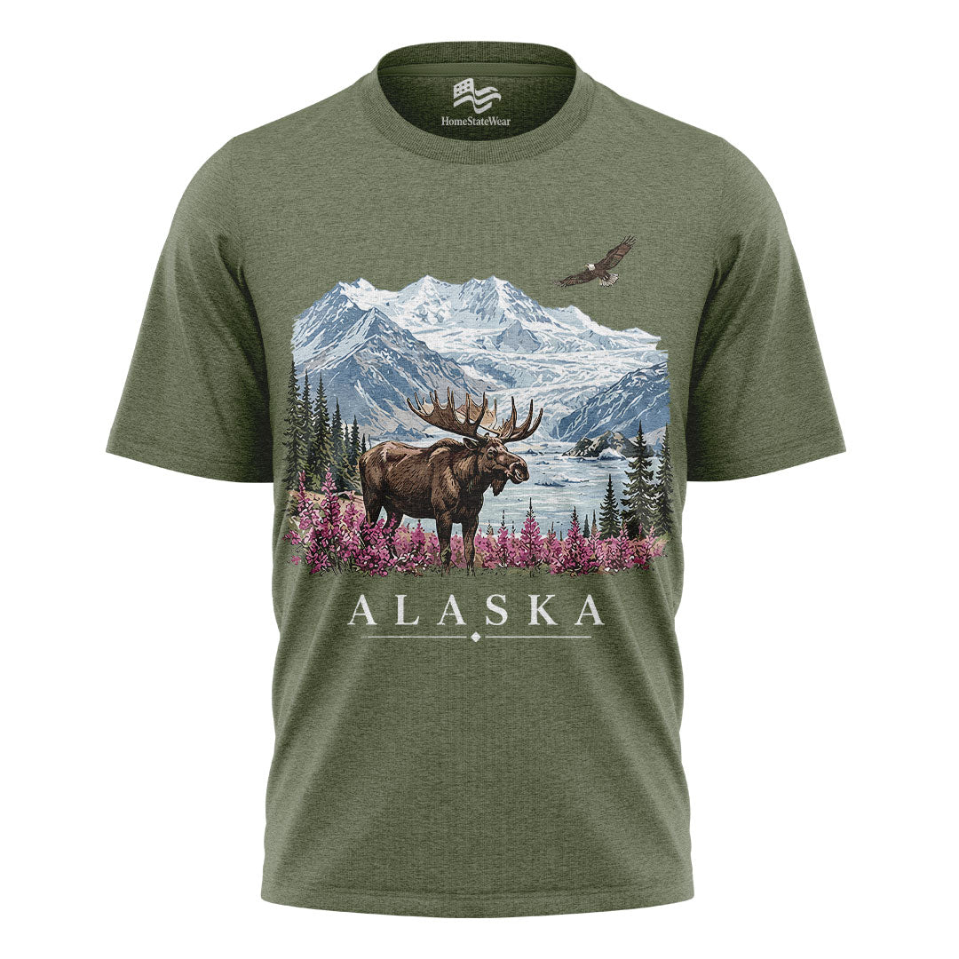 Alaska Moose T-Shirt, Vintage Mountain Wilderness Tee