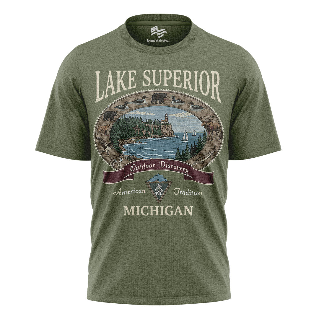 Lake Superior Michigan Comfort Colors Tee | Great Lakes Lighthouse Shirt