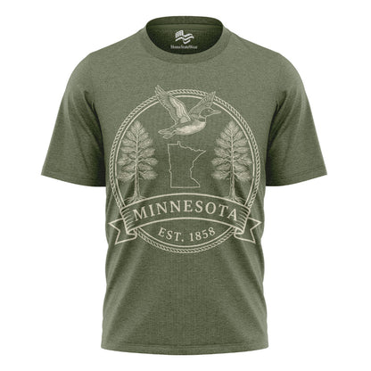 Minnesota Est. 1858 T-Shirt, Common Loon & Red Pine State Pride Tee