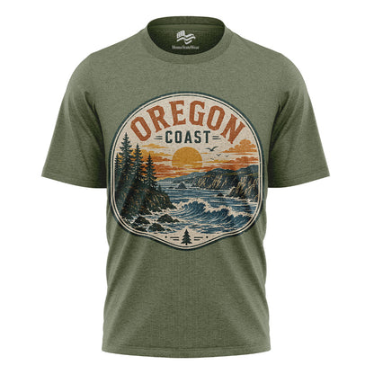 Oregon Bear Mountain T-Shirt, Vintage Sunset Nature Graphic Tee
