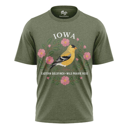 Iowa Goldfinch & Prairie Rose Tee | Bird Lover Nature Shirt