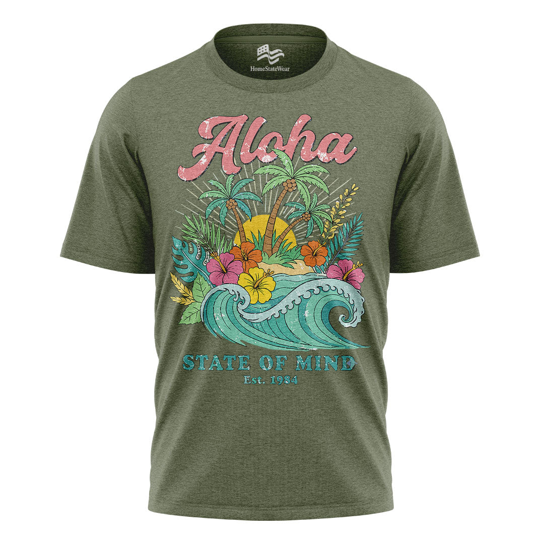 Hawaii Aloha State of Mind Retro Tropical Beach Shirt