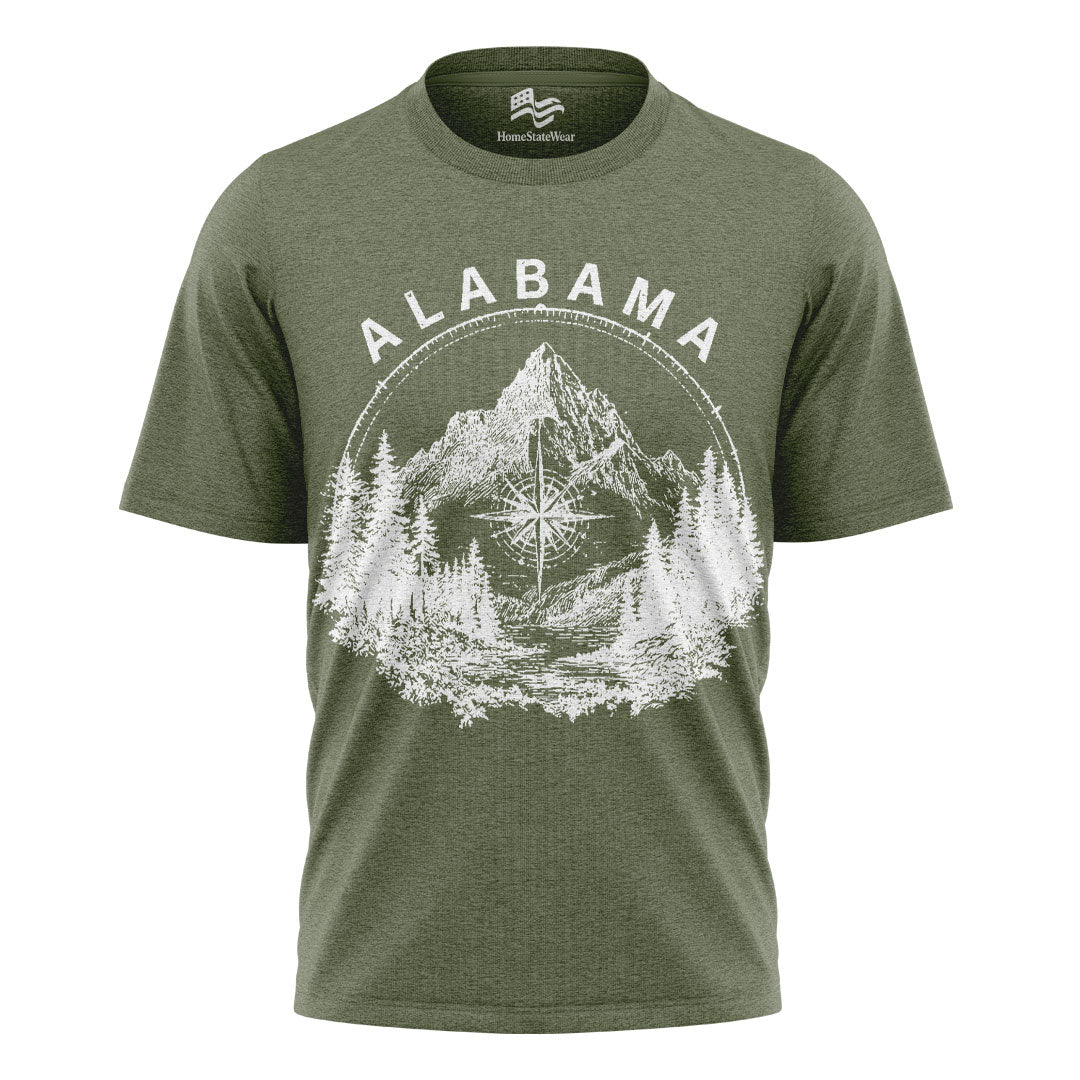 Vintage Alabama Mountain T-Shirt, Compass Graphic Adventure Tee