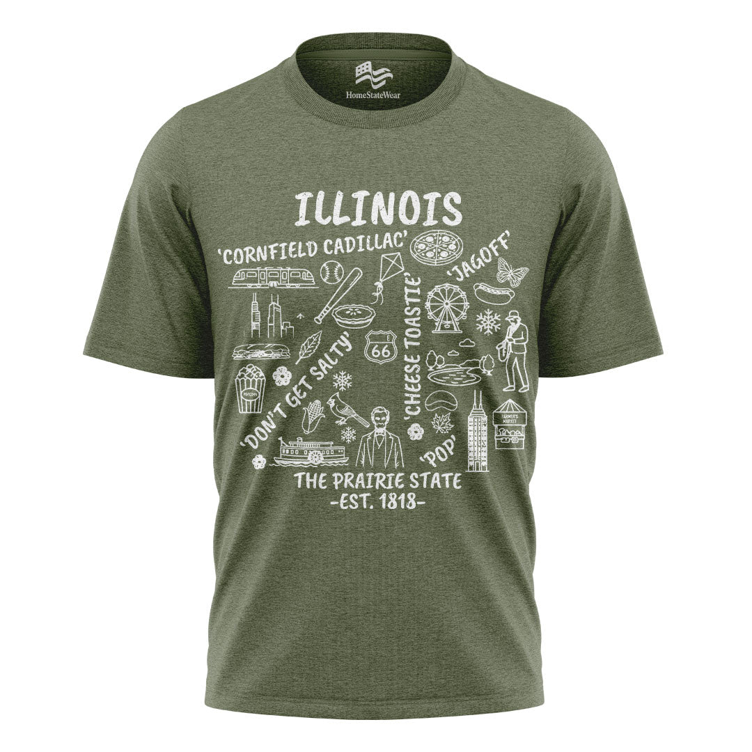 Illinois Icon T-Shirt | Route 66 Midwest Graphic Tee